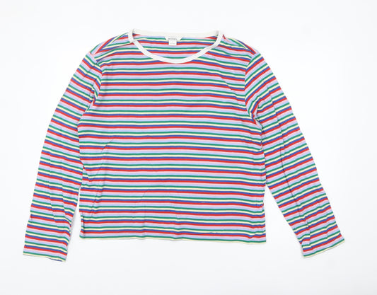 Monki Women's Multicoloured Striped Long Sleeve Cotton Modal Jersey T-Shirt L