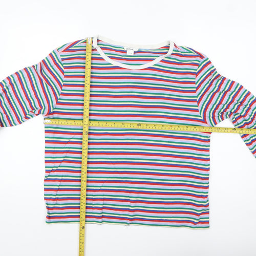 Monki Women's Multicoloured Striped Long Sleeve Cotton Modal Jersey T-Shirt L