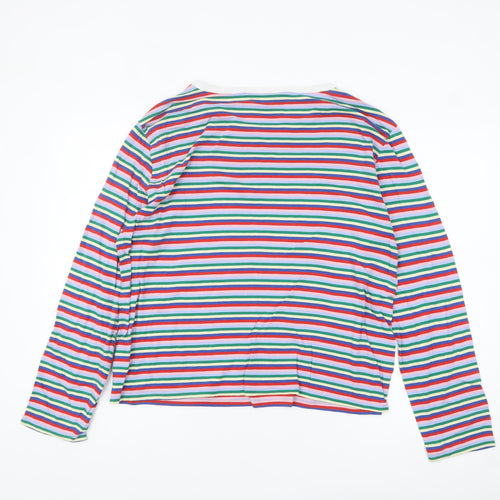 Monki Women's Multicoloured Striped Long Sleeve Cotton Modal Jersey T-Shirt L