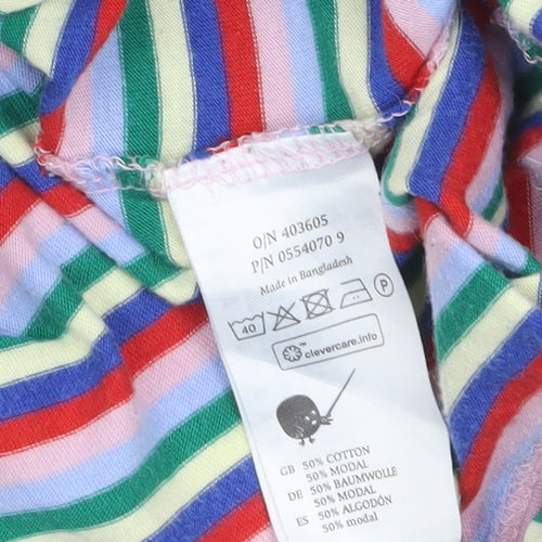Monki Women's Multicoloured Striped Long Sleeve Cotton Modal Jersey T-Shirt L