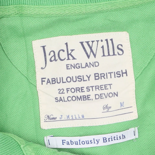 Jack Wills Men's Green Cotton Polo Shirt Size M Short Sleeve Preppy