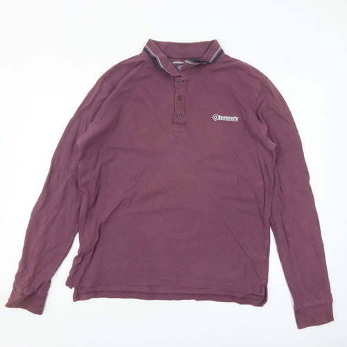 Lambretta Men Purple Long Sleeve Polo Shirt Size L Retro Style