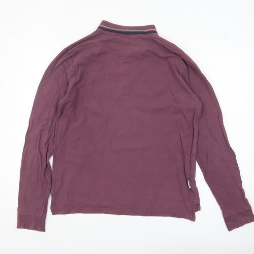 Lambretta Men Purple Long Sleeve Polo Shirt Size L Retro Style