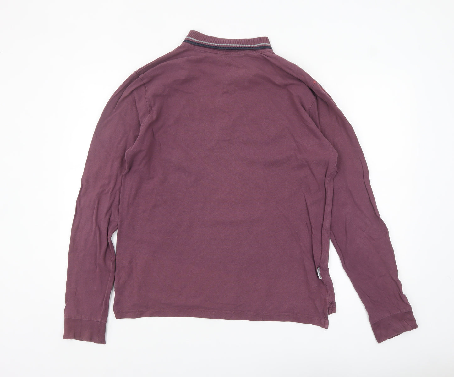 Lambretta Men Purple Long Sleeve Polo Shirt Size L Retro Style