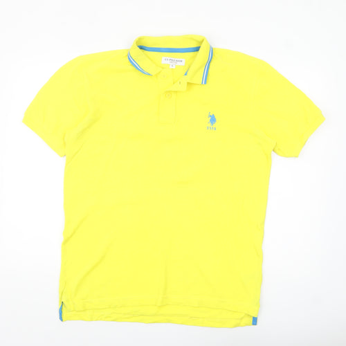 U.S. Polo Assn. Men's Yellow Cotton Short Sleeve Polo Shirt L