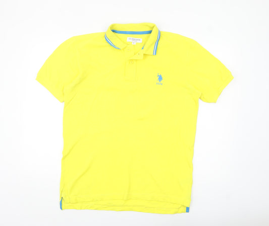 U.S. Polo Assn. Men's Yellow Cotton Short Sleeve Polo Shirt L