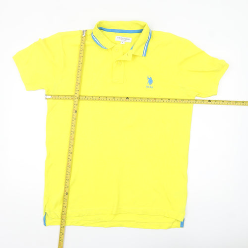 U.S. Polo Assn. Men's Yellow Cotton Short Sleeve Polo Shirt L