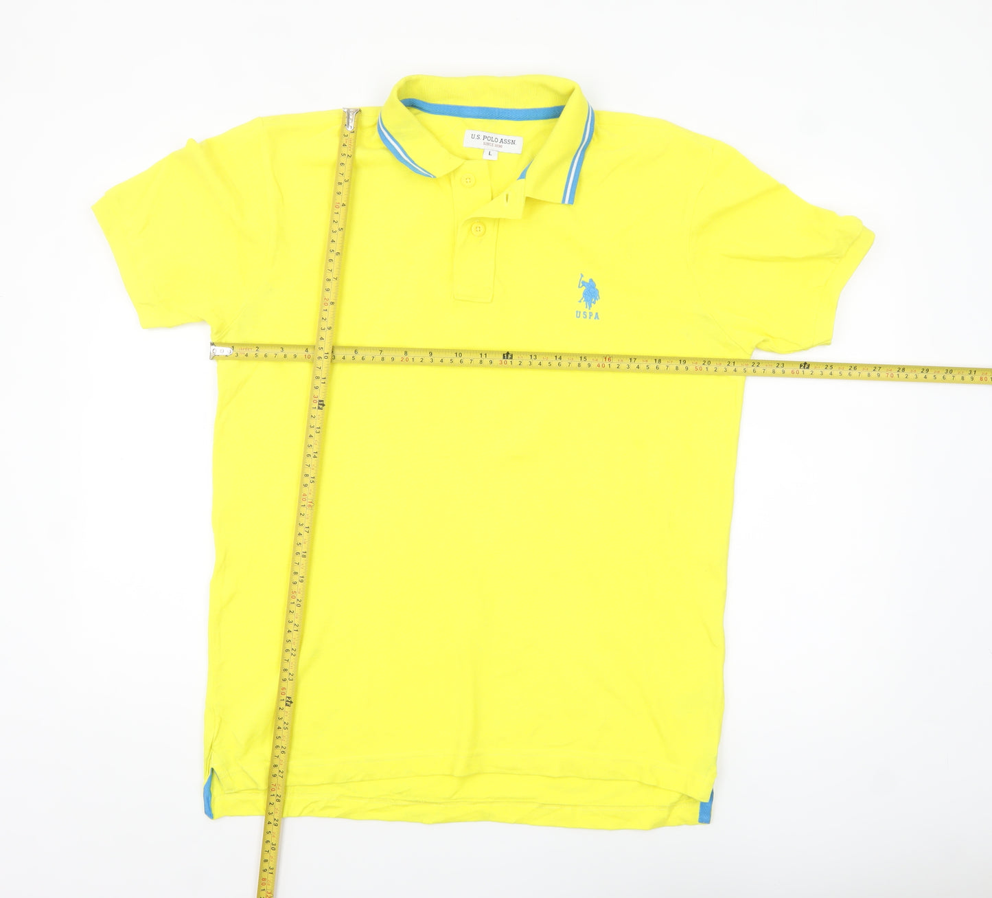 U.S. Polo Assn. Men's Yellow Cotton Short Sleeve Polo Shirt L