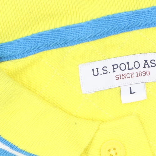 U.S. Polo Assn. Men's Yellow Cotton Short Sleeve Polo Shirt L