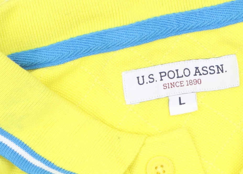 U.S. Polo Assn. Men's Yellow Cotton Short Sleeve Polo Shirt L
