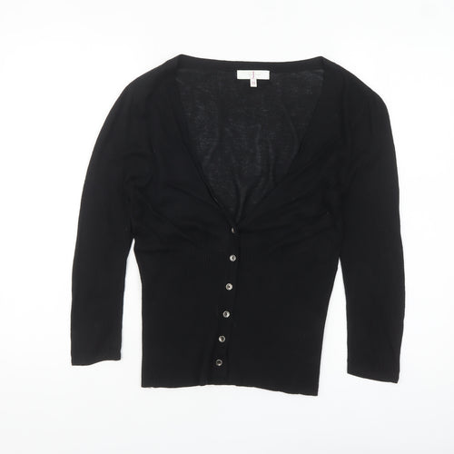 Jasper Conran Women Black Size 10 Viscose Silk Blend Button Cardigan