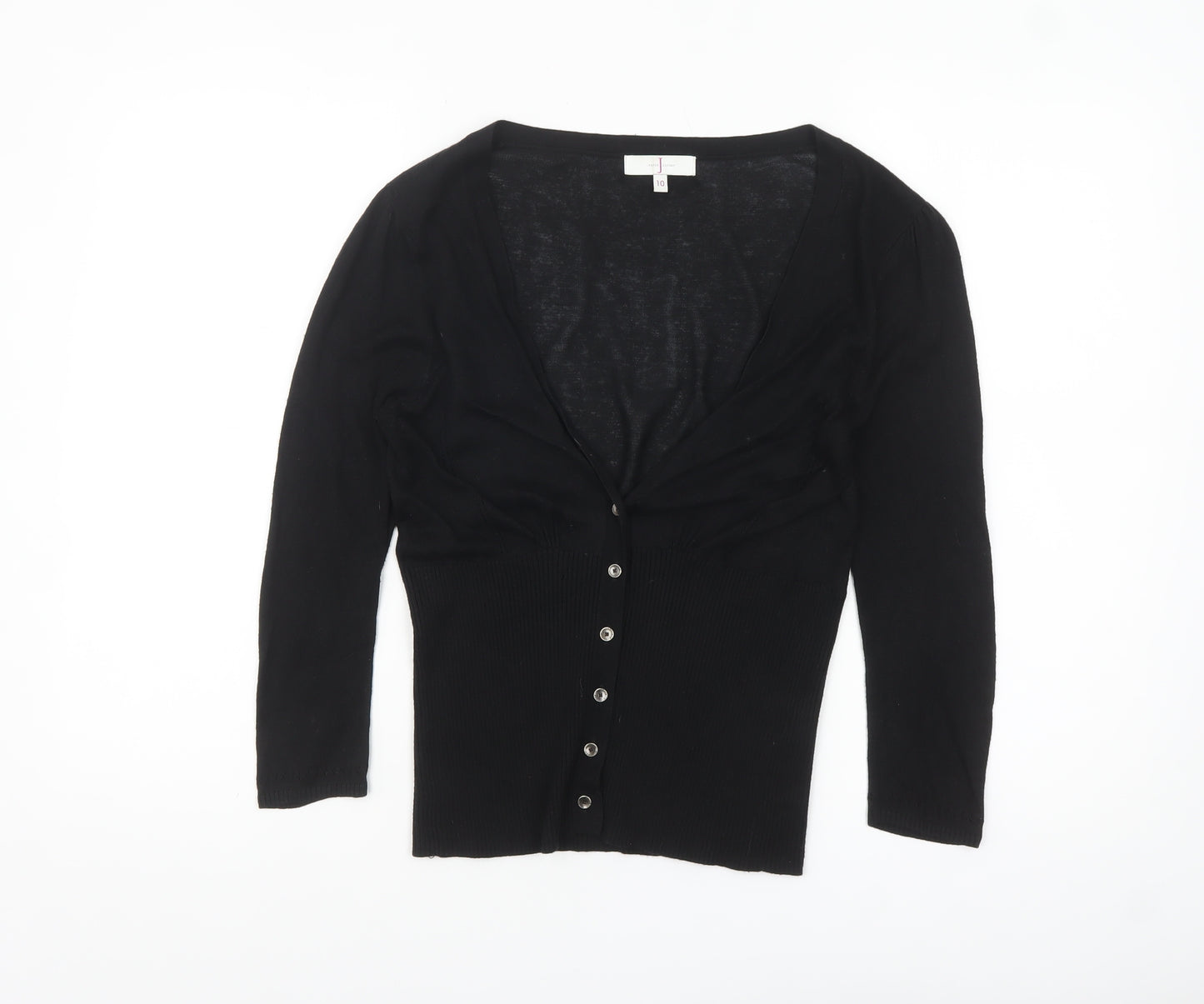 Jasper Conran Women Black Size 10 Viscose Silk Blend Button Cardigan