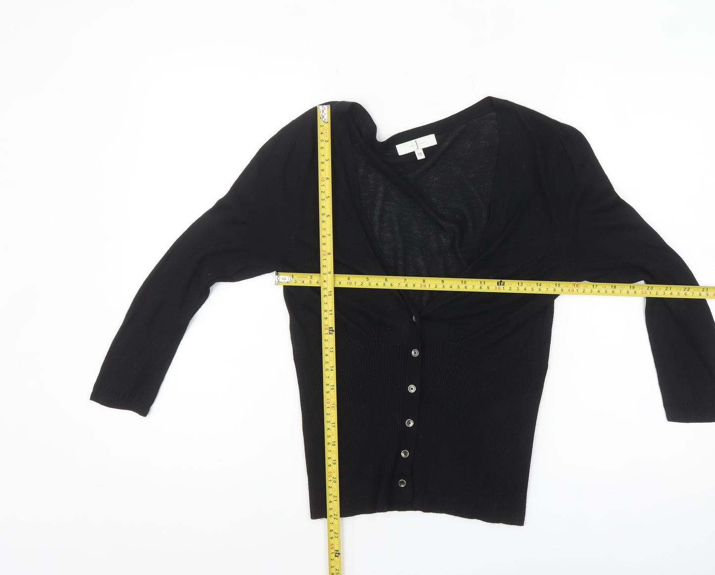 Jasper Conran Women Black Size 10 Viscose Silk Blend Button Cardigan