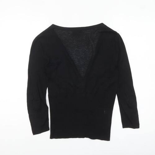 Jasper Conran Women Black Size 10 Viscose Silk Blend Button Cardigan