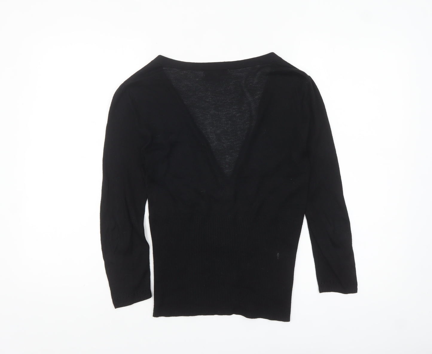 Jasper Conran Women Black Size 10 Viscose Silk Blend Button Cardigan