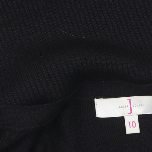 Jasper Conran Women Black Size 10 Viscose Silk Blend Button Cardigan