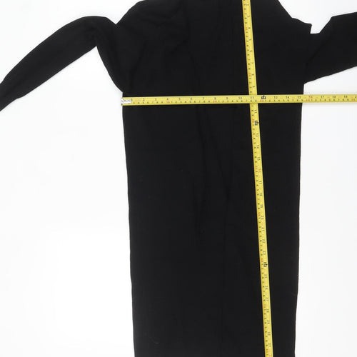 Marks and Spencer Women Black Small Open Knit Long Sleeve Cardigan