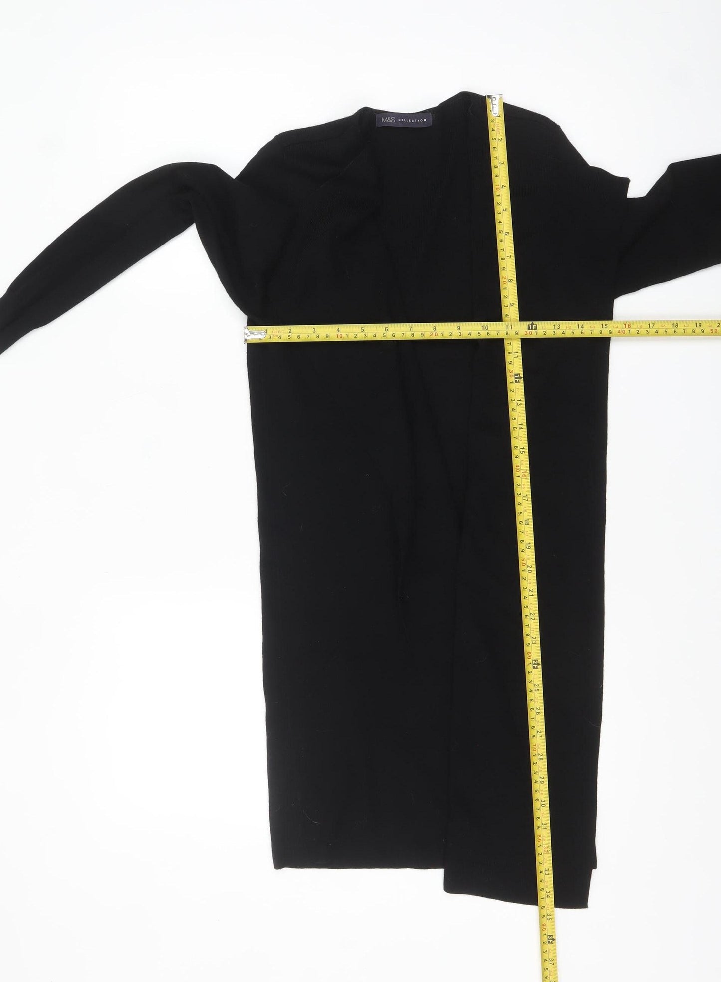 Marks and Spencer Women Black Small Open Knit Long Sleeve Cardigan