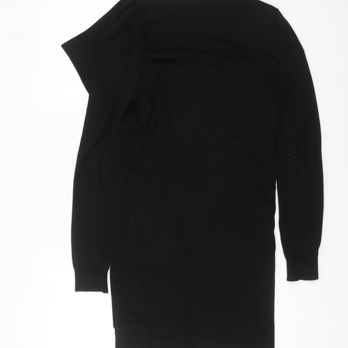 Marks and Spencer Women Black Small Open Knit Long Sleeve Cardigan