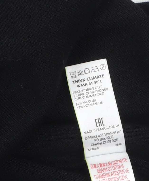Marks and Spencer Women Black Small Open Knit Long Sleeve Cardigan