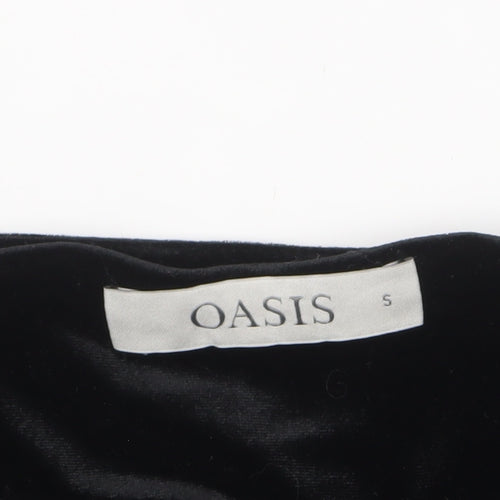 Oasis Women's Black Velvet Long Sleeve Crew Neck Blouse Size S