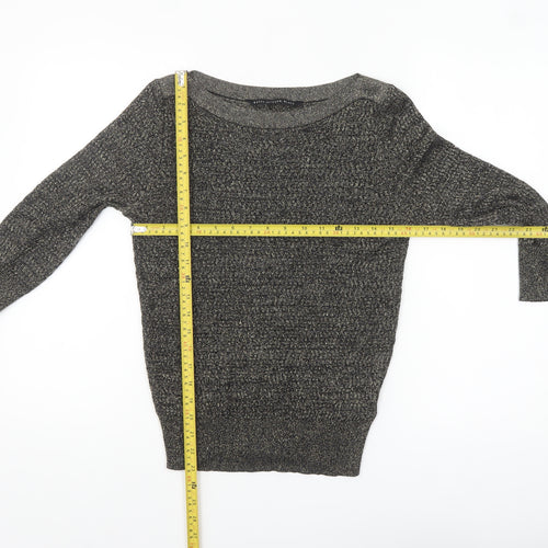 Betty Jackson Black Women's Size 10 Black Metallic Knit Boat Neck Jumper