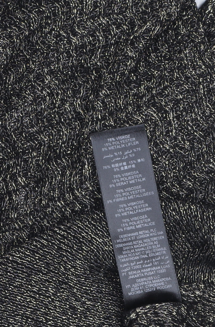 Betty Jackson Black Women's Size 10 Black Metallic Knit Boat Neck Jumper