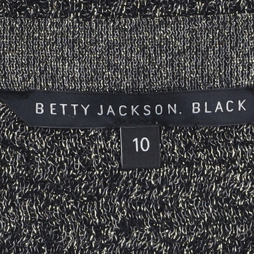 Betty Jackson Black Women's Size 10 Black Metallic Knit Boat Neck Jumper
