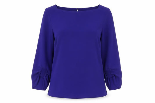 Front view of Principles Women's Purple Long Sleeve Balloon Blouse, size 10