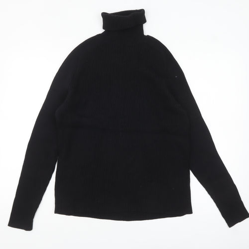 H&M Women Black Roll Neck Slim Fit Cotton Jumper Size 12