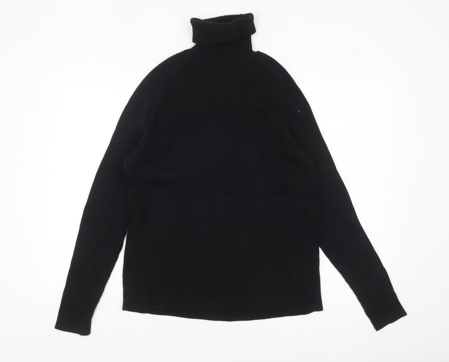H&M Women Black Roll Neck Slim Fit Cotton Jumper Size 12