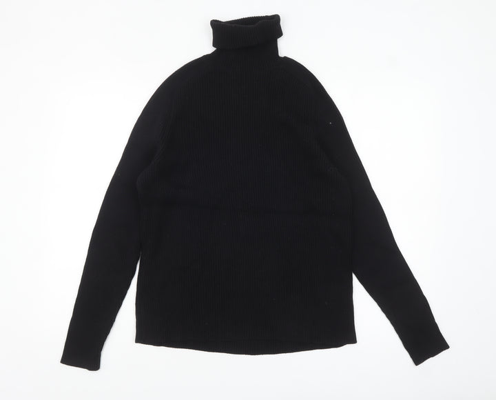 H&M Women Black Roll Neck Slim Fit Cotton Jumper Size 12