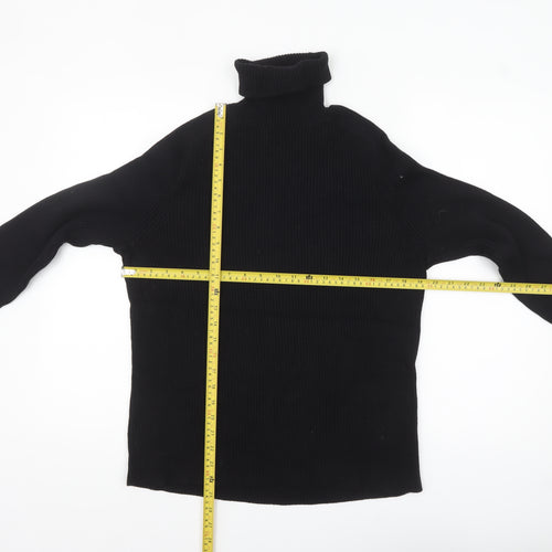 H&M Women Black Roll Neck Slim Fit Cotton Jumper Size 12