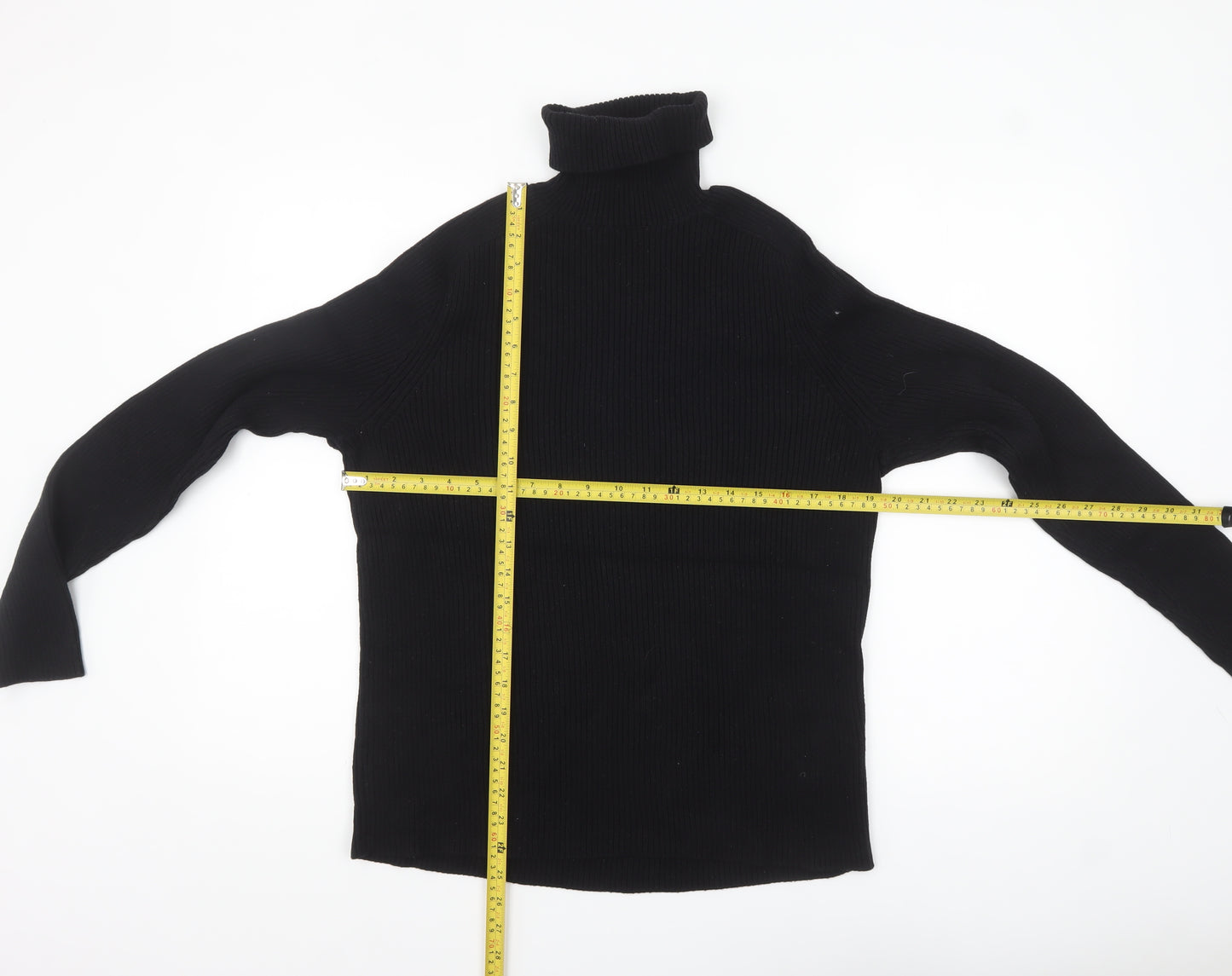 H&M Women Black Roll Neck Slim Fit Cotton Jumper Size 12