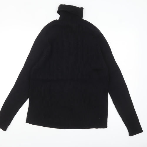 H&M Women Black Roll Neck Slim Fit Cotton Jumper Size 12