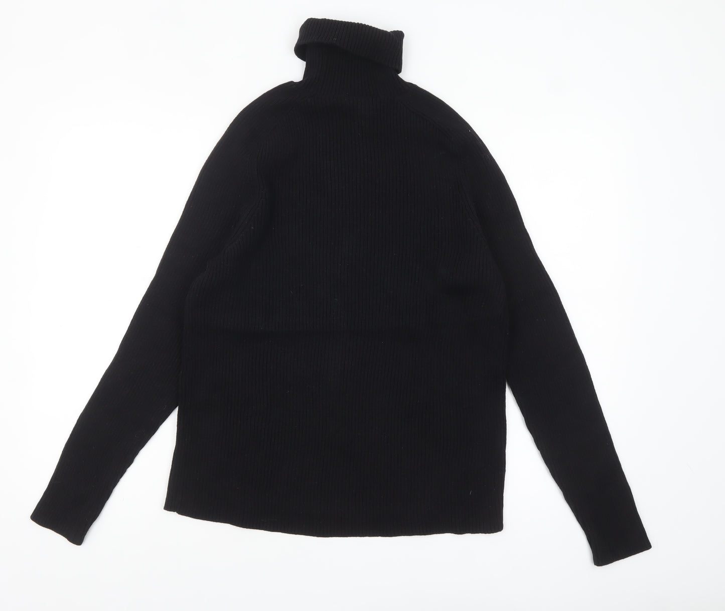 H&M Women Black Roll Neck Slim Fit Cotton Jumper Size 12