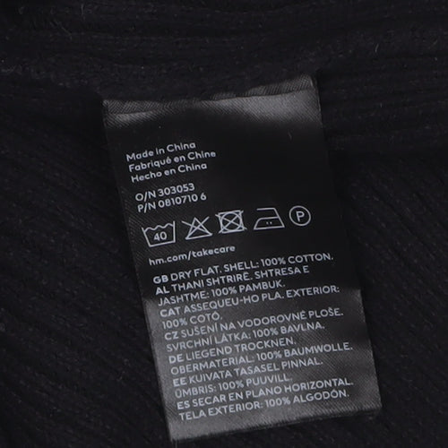 H&M Women Black Roll Neck Slim Fit Cotton Jumper Size 12
