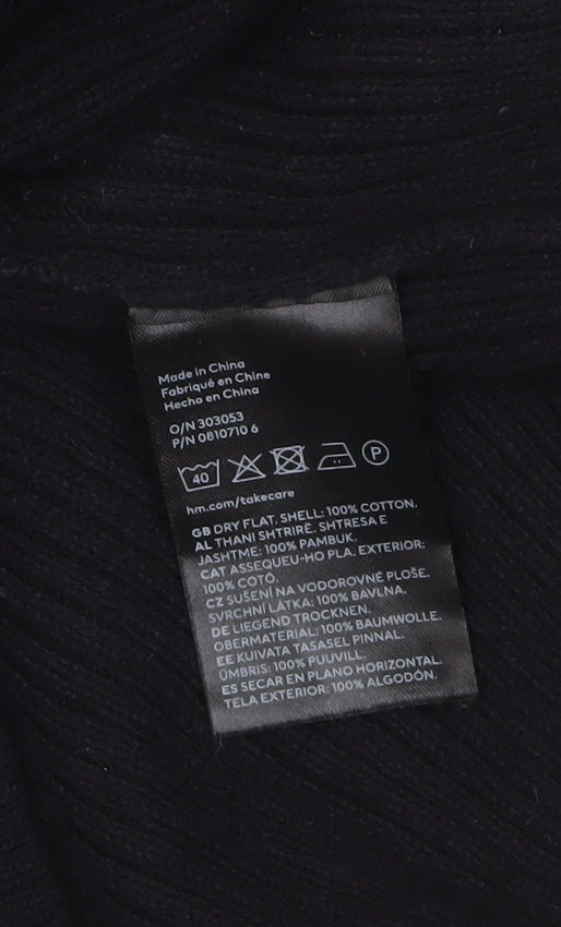 H&M Women Black Roll Neck Slim Fit Cotton Jumper Size 12