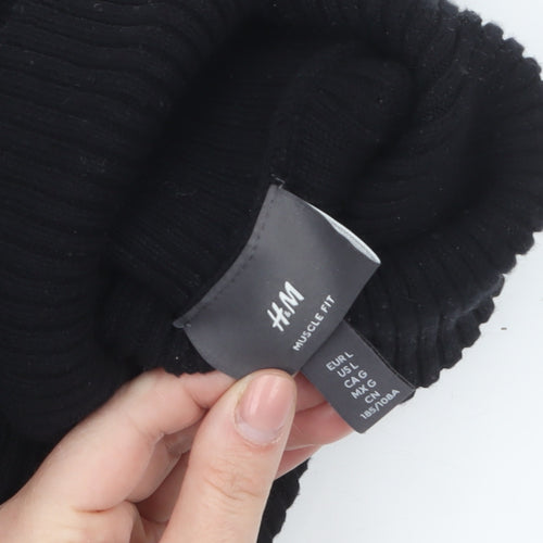H&M Women Black Roll Neck Slim Fit Cotton Jumper Size 12