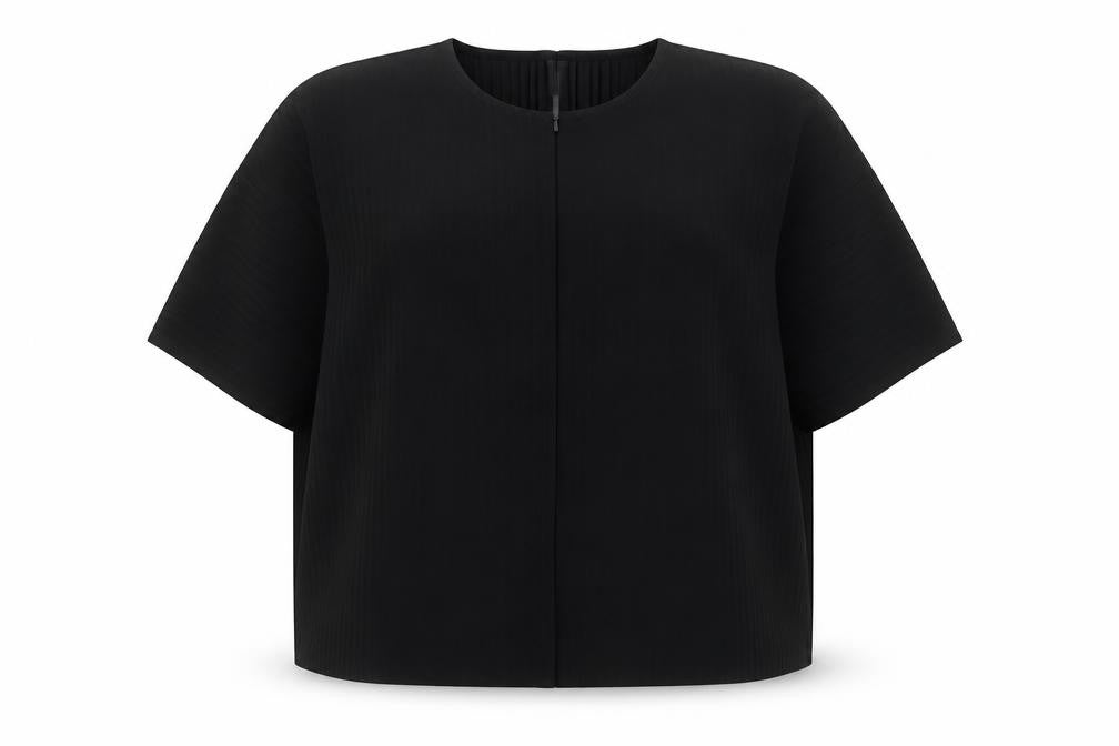 Front view of Gallery Women’s Black XL Basic Stretch Short Sleeve Blouse