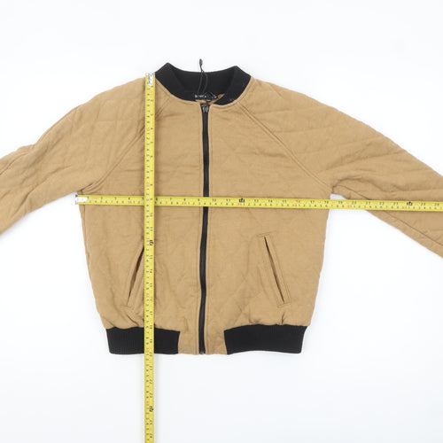 Bershka Women’s Beige Quilted Bomber Jacket Size S Casual Lightweight