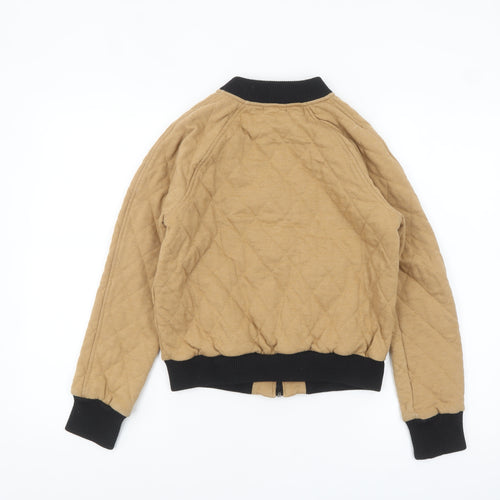 Bershka Women’s Beige Quilted Bomber Jacket Size S Casual Lightweight