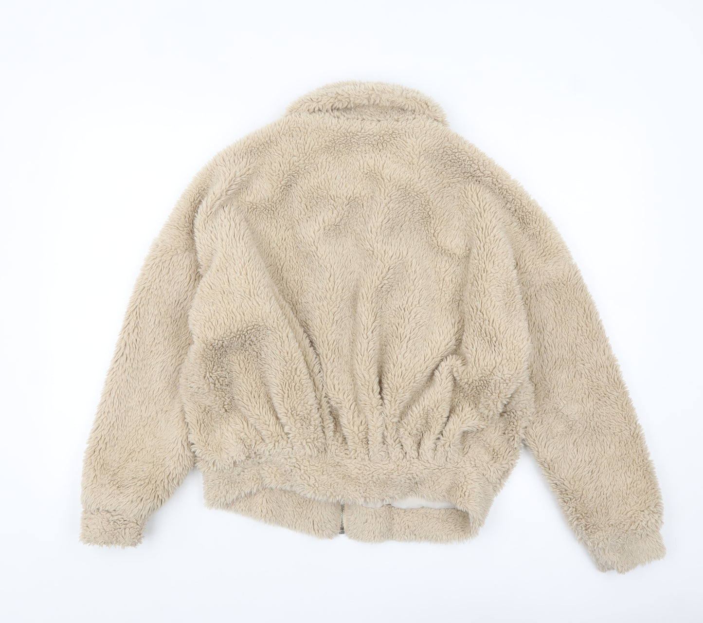 In The Style Women’s Beige Faux Fur Cropped Bomber Jacket Size 8