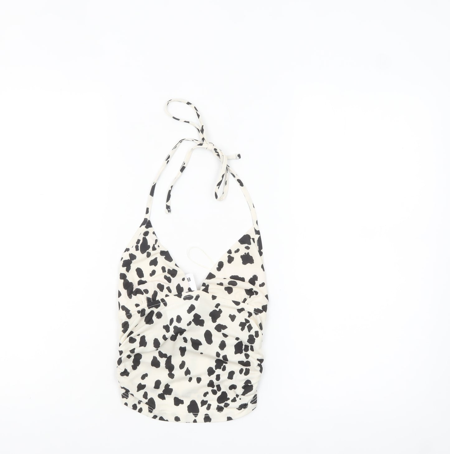Bershka Women's White Animal Print Halter Camisole Top Size S