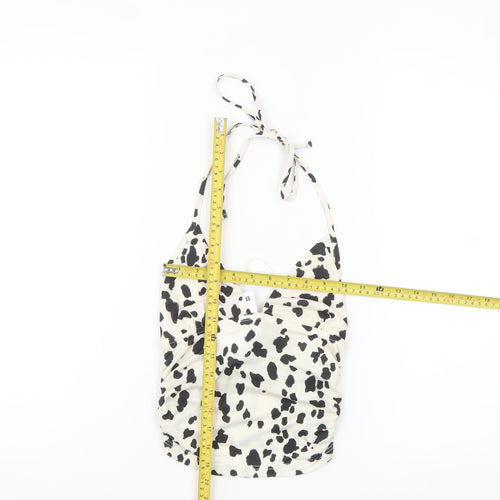 Bershka Women's White Animal Print Halter Camisole Top Size S