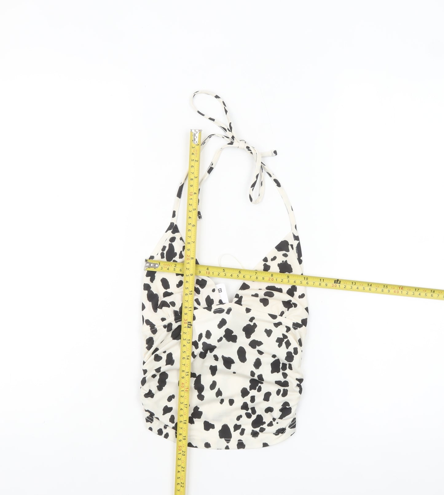Bershka Women's White Animal Print Halter Camisole Top Size S