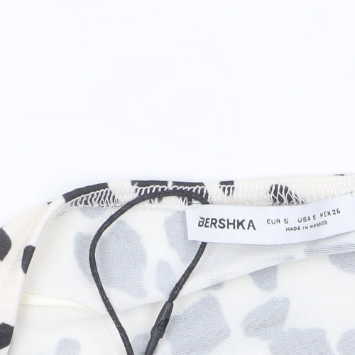 Bershka Women's White Animal Print Halter Camisole Top Size S