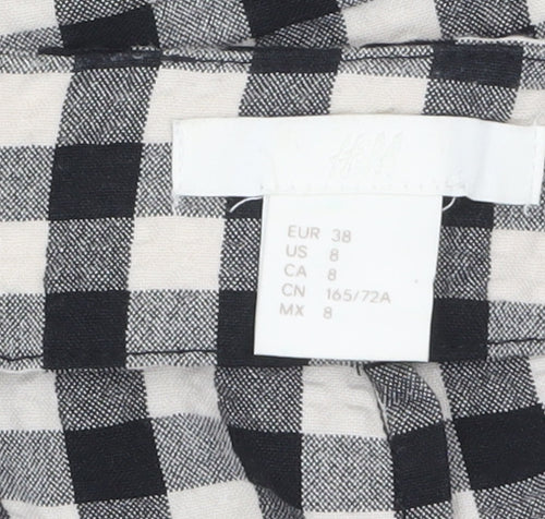 H&M Womens Black Check Ruffle Pencil Skirt Size 10