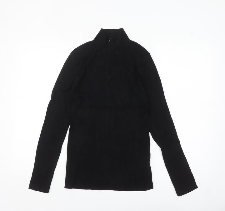 Karen Millen Women's Black High Neck Half Zip Knit Jumper L