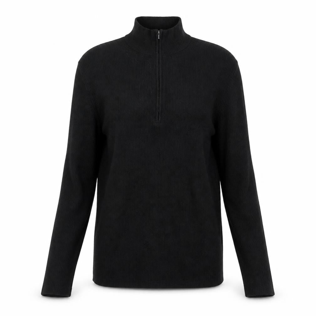 Karen Millen Women's Black High Neck Half Zip Knit Jumper L